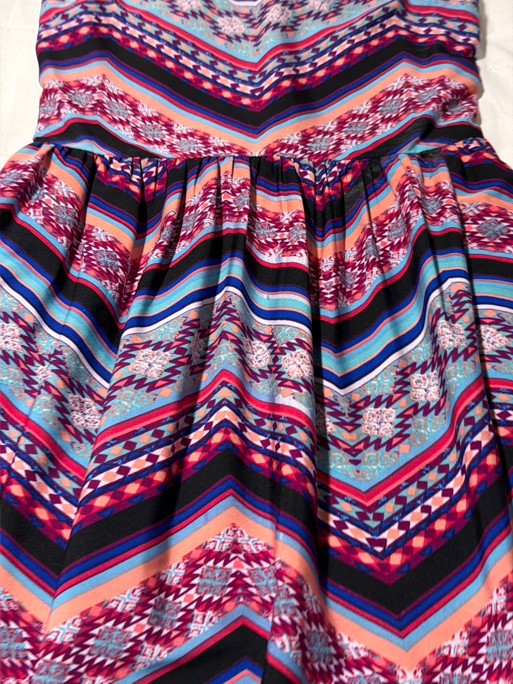 Charlotte Russe Strapless Chevron Print Dress - Blue, Pink, Black, Peach
